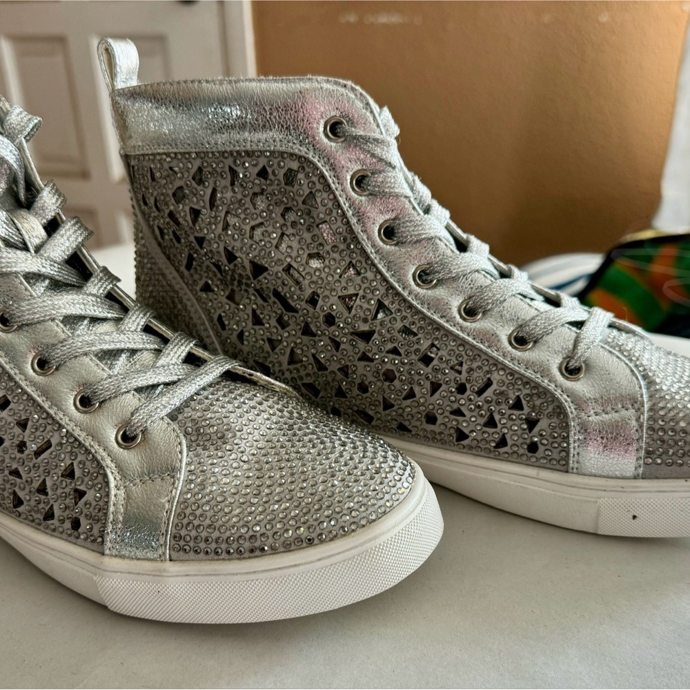 Silver Bejeweled Sz 41 Sneakers NWOT